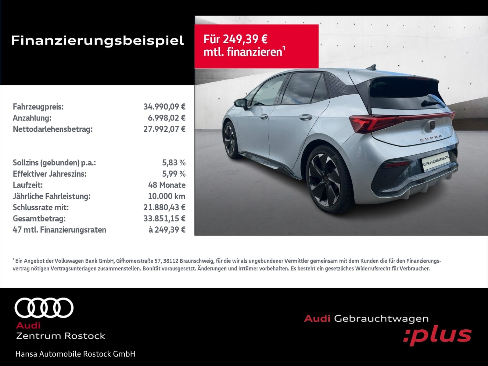 Cupra Born 170KW+Navi+Led+Head Up+Top View+Lhz+Tech M+ imagem 3