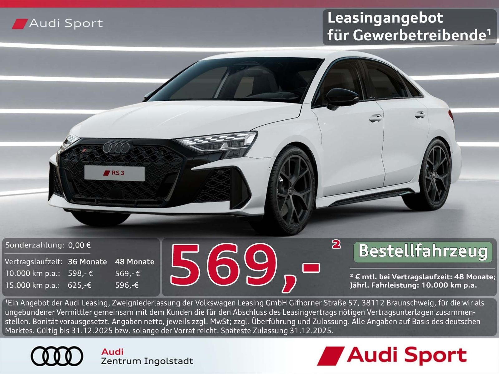 Audi RS3 Limousine qua LED,SPORTFAHRW. UPE 70.180,-