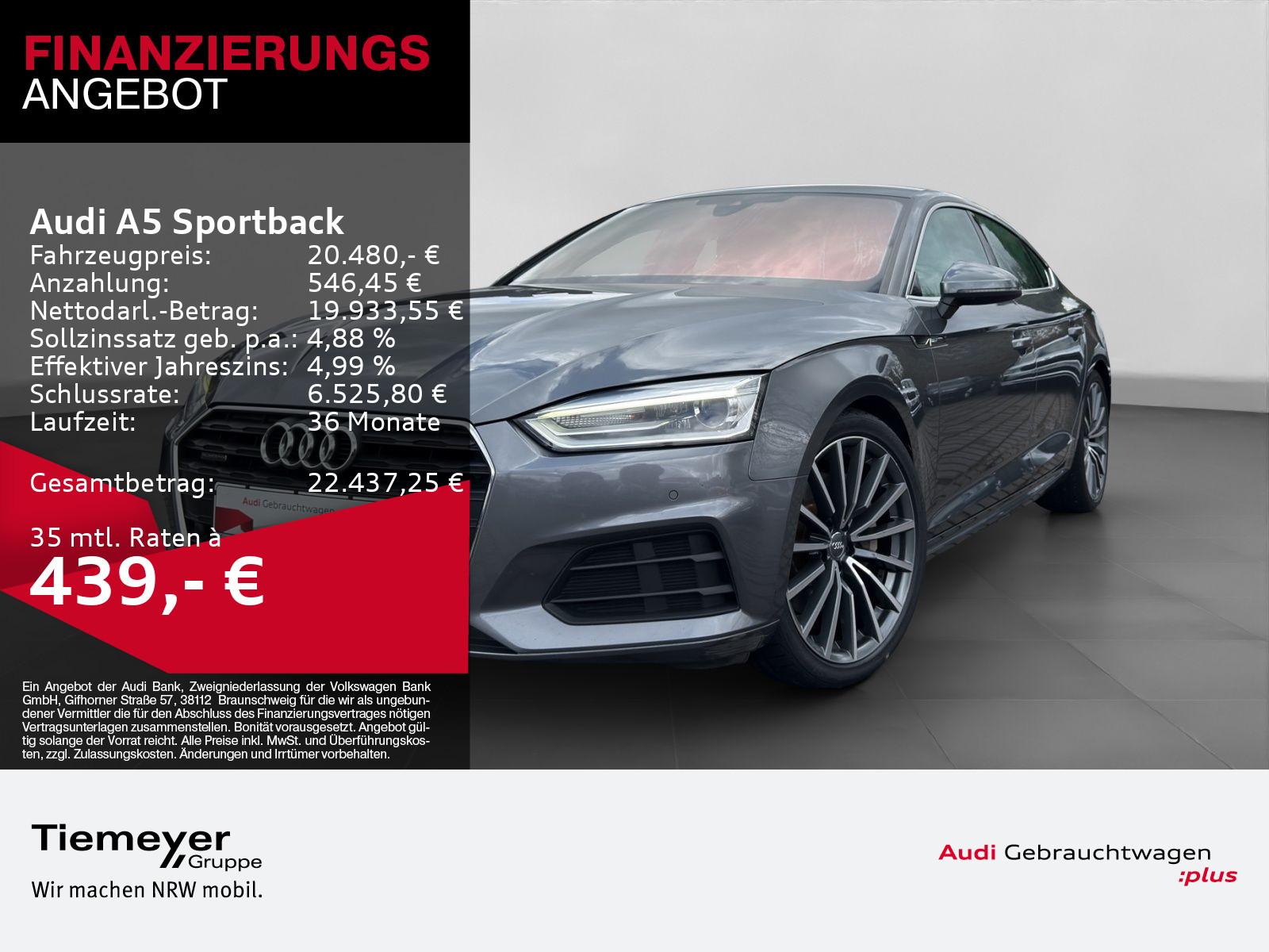 Audi A5 Sportback 45 TFSI Q LEDER HuD LM19 STHZG