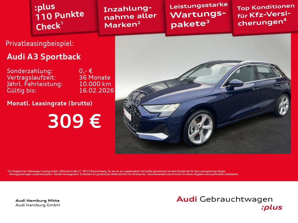 A3 Sportback 30 TFSI advanced S tronic Kamera Si