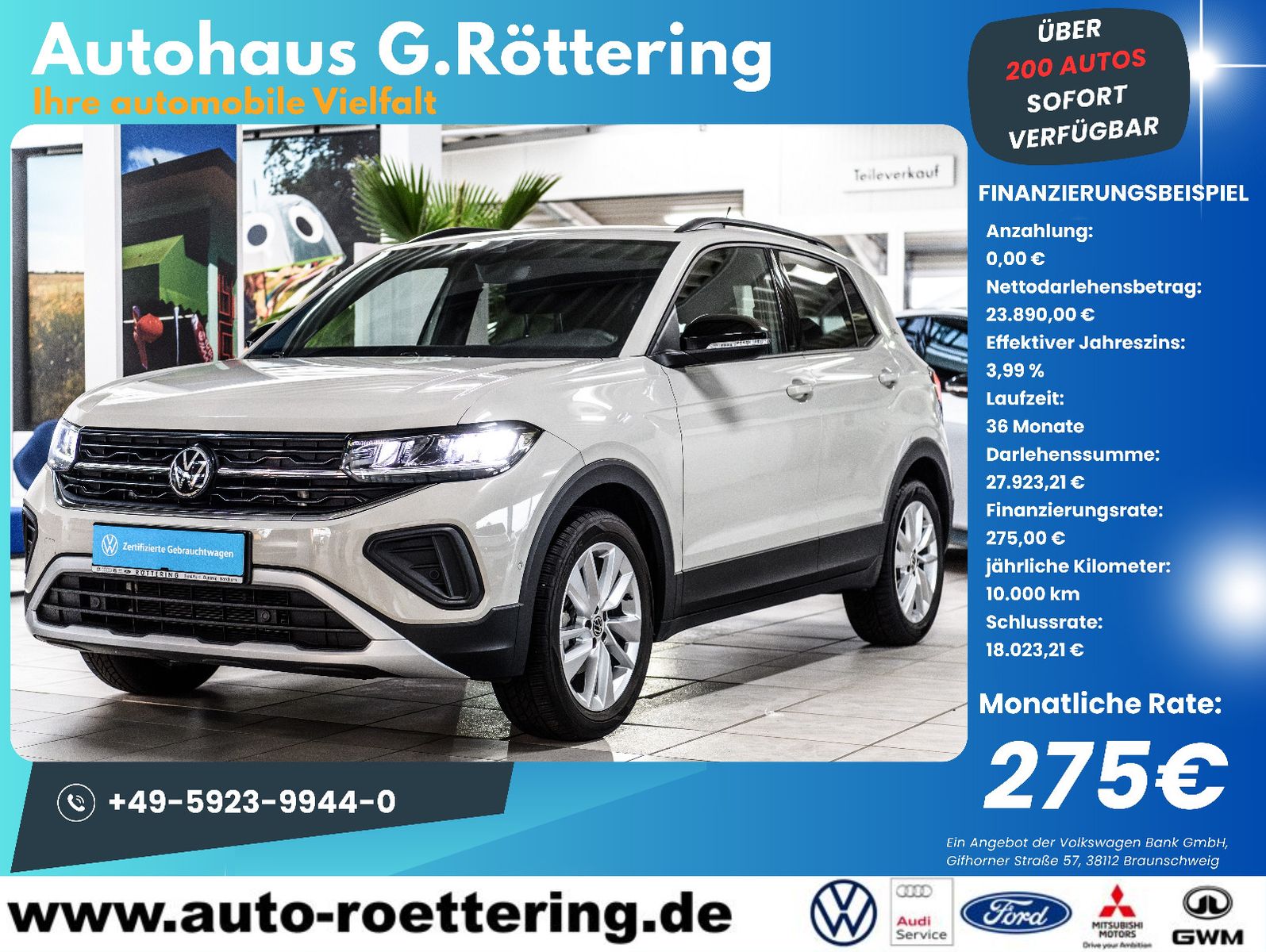 Fahrzeugabbildung Volkswagen T-Cross Goal 1.0 TSI DSG LED+AHK+NAVI+SHZ+ACC