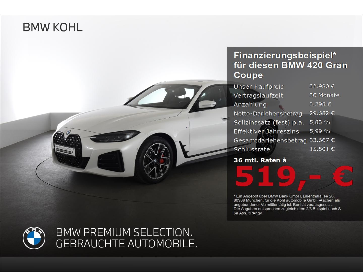 BMW 420 Gran Coupe i M Sport Pro Sitzheizung HiFi-La
