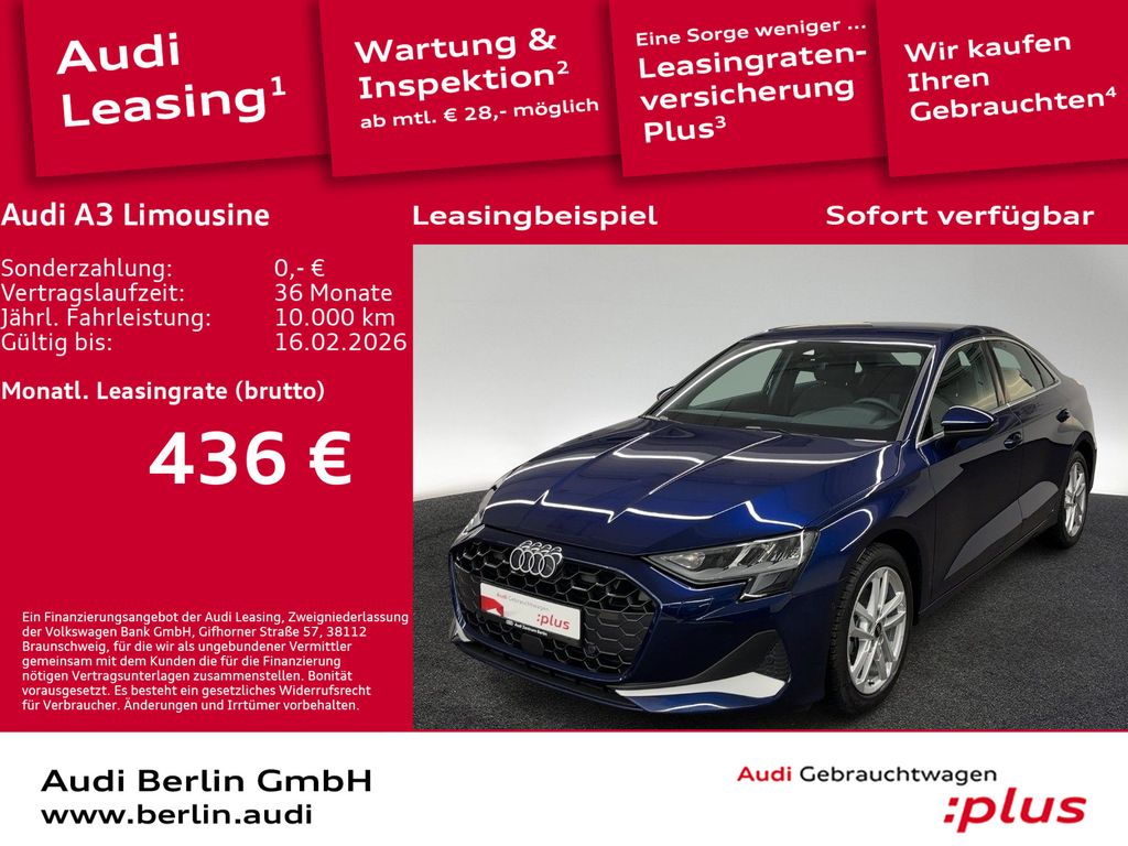 A3 Limousine advanced 35 TDI S tr. LED NAVI RFK