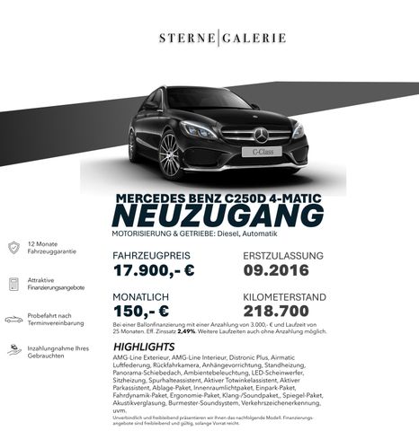 Mercedes-Benz C 250 D/AMG-LINE/DISTRO+/AIRM/PANO/BURM/STANDH