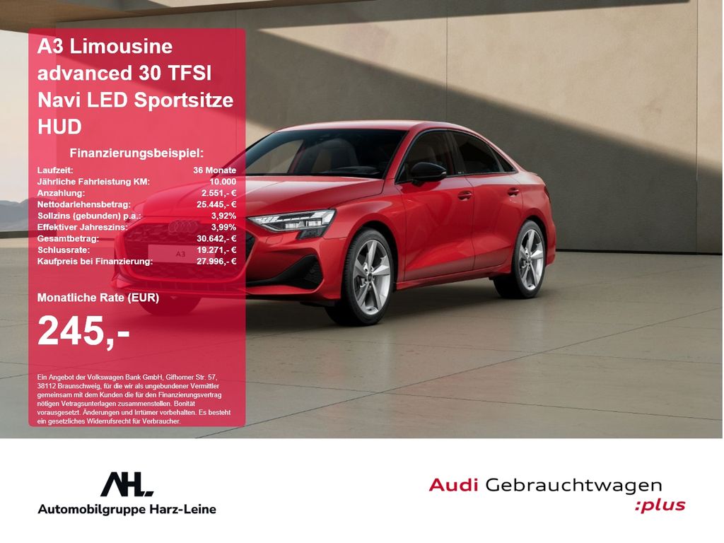 Audi A3 Limousine advanced 30 TFSI Navi LED Sportsitz