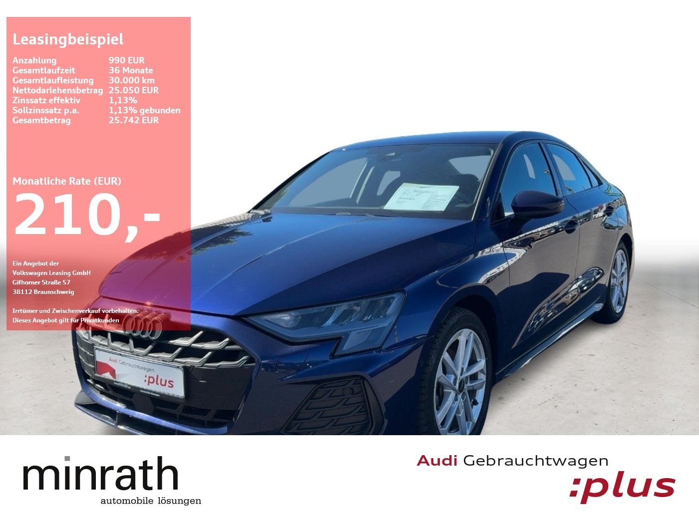 Audi A3 Limousine 30 TFSI S-Line APP+DAB+VIRT+ACC+LED