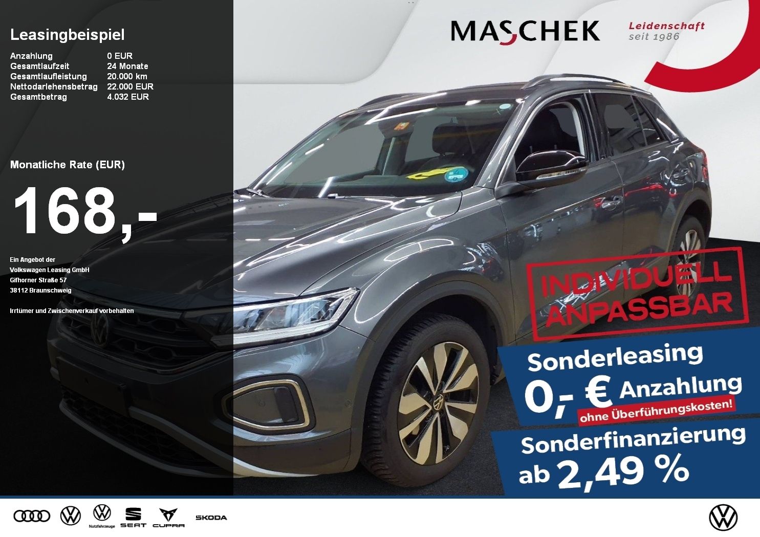 Volkswagen T-ROC Goal 1.0 TSI Sonderleasing ohne zzgl Koste
