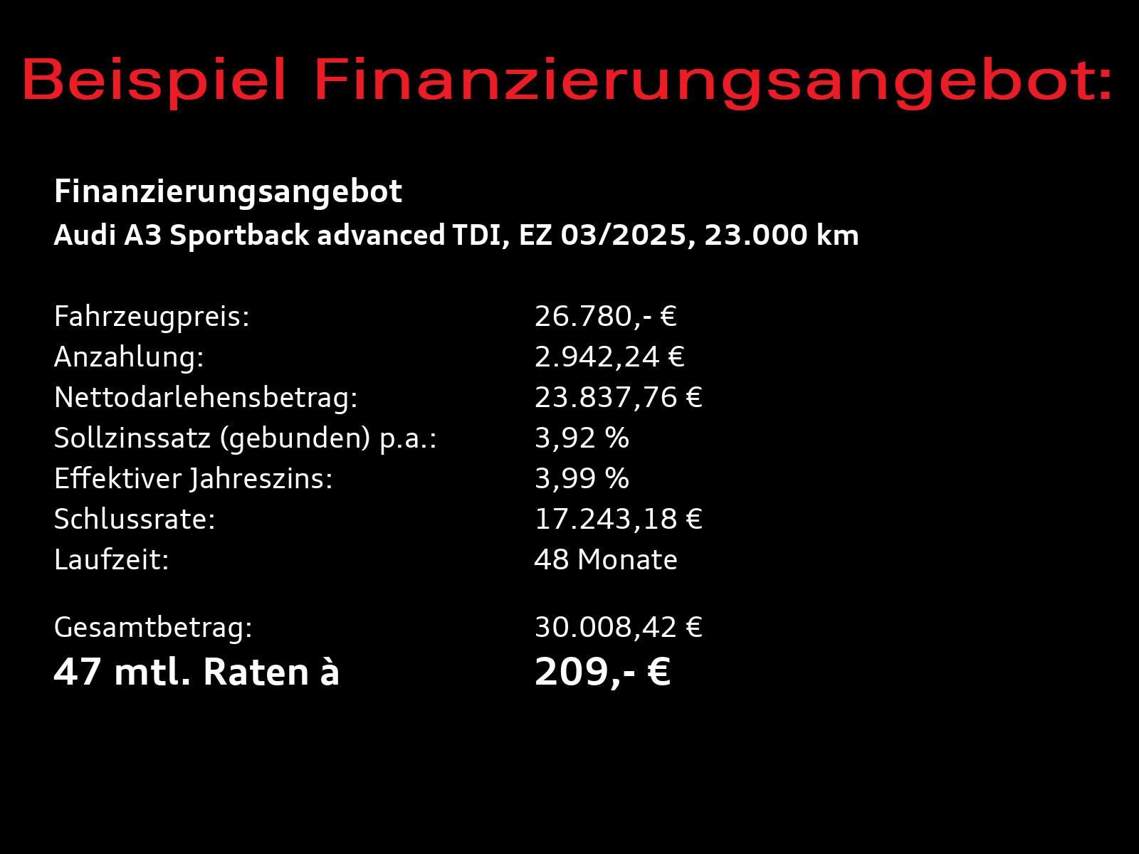 Audi A3 Sportback advanced 35TDI S-tronic / Navi, RFK