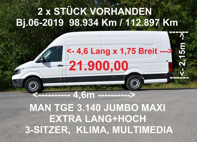 MAN TGE 3.140 MAXI JUMBO ÜBERHANG EXTRA LANG + HOCH