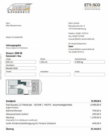 Etrusco I 6900 SB 5.597,00 € Sondernachlass!