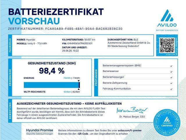 Fahrzeugabbildung Hyundai IONIQ 6 Uniq 77,4 kWh dig.Spiegel Siebedach