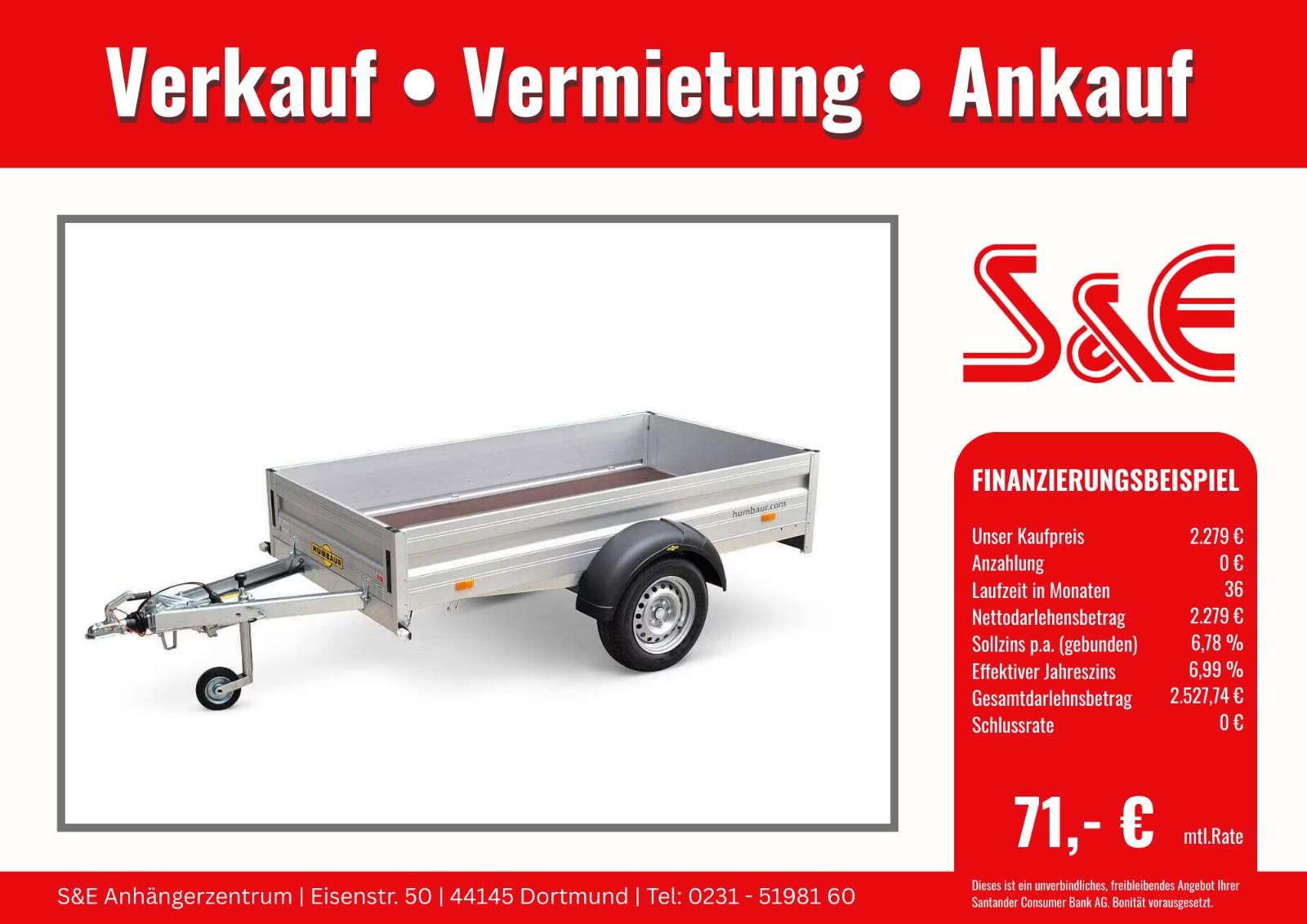 Humbaur HA 132513 PKW Kastenanhänger 1300 kg,100 Km/h
