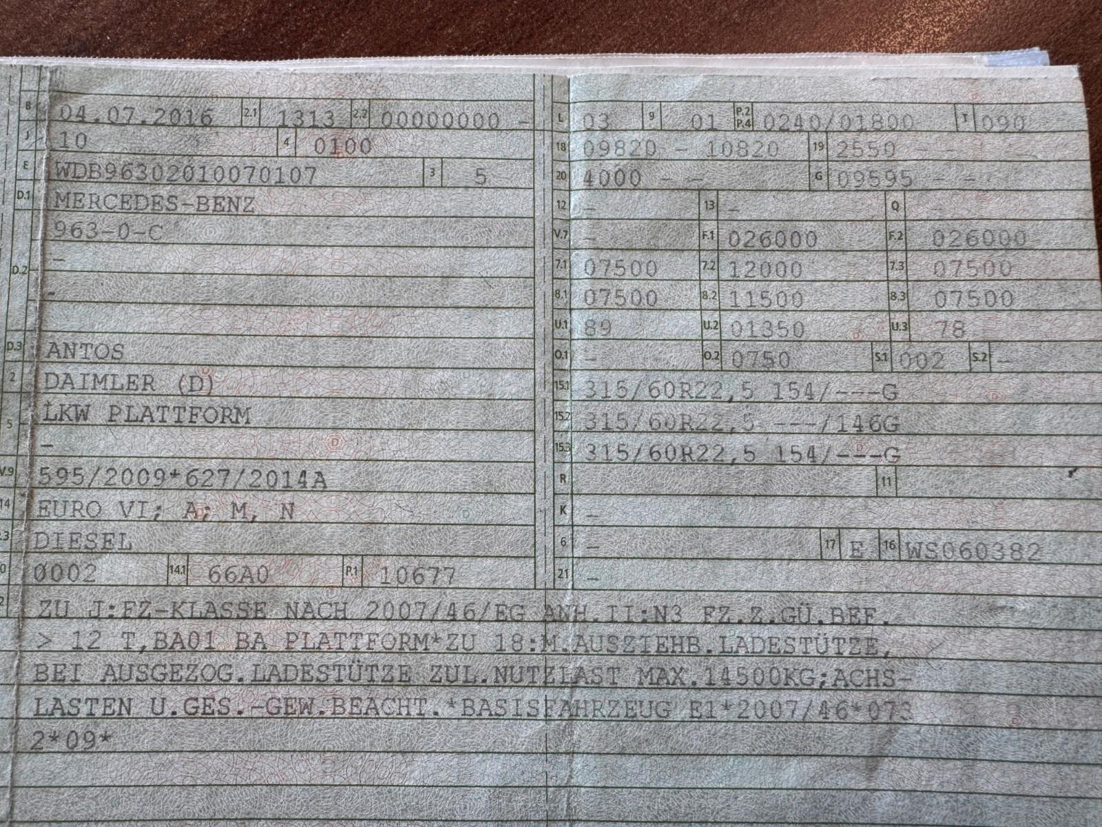 Mercedes-Benz 2533 6X2 Plateau 7,40m + 1,00 m gesamt 8,40 m