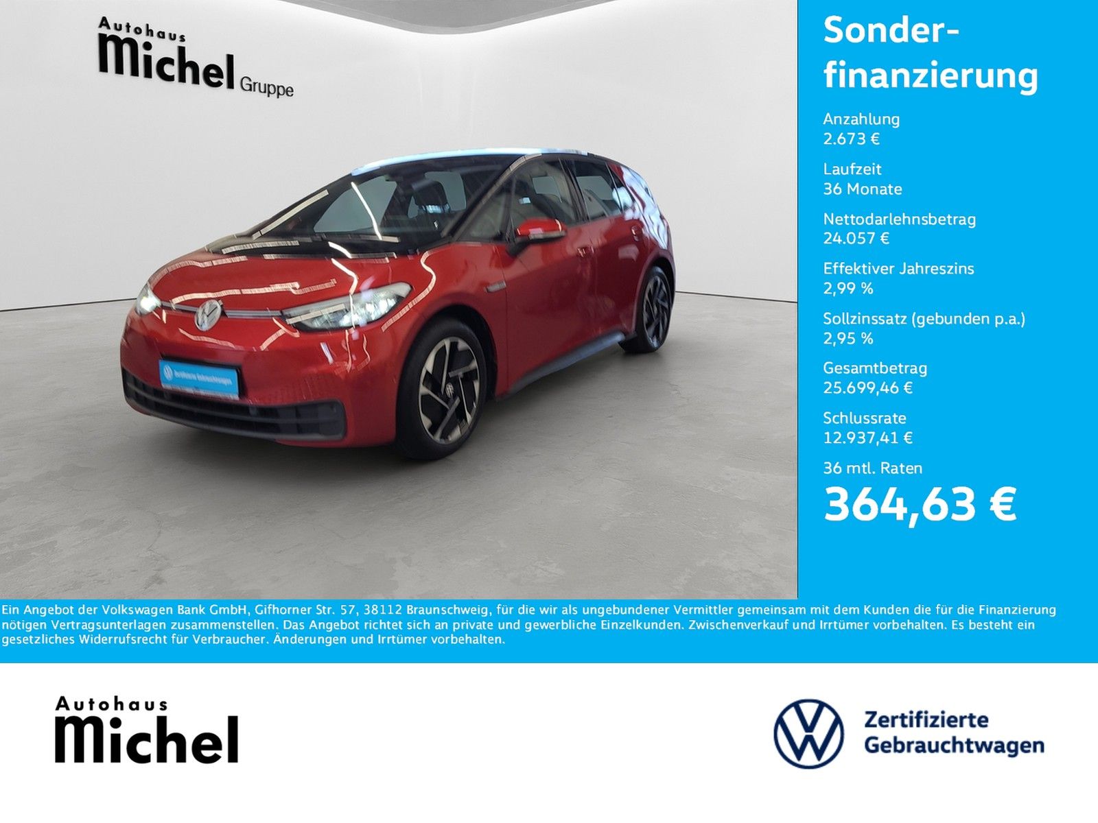 Volkswagen ID.3 Pro Performance 150kW/58kWh LED ACC AppConn imagem 2