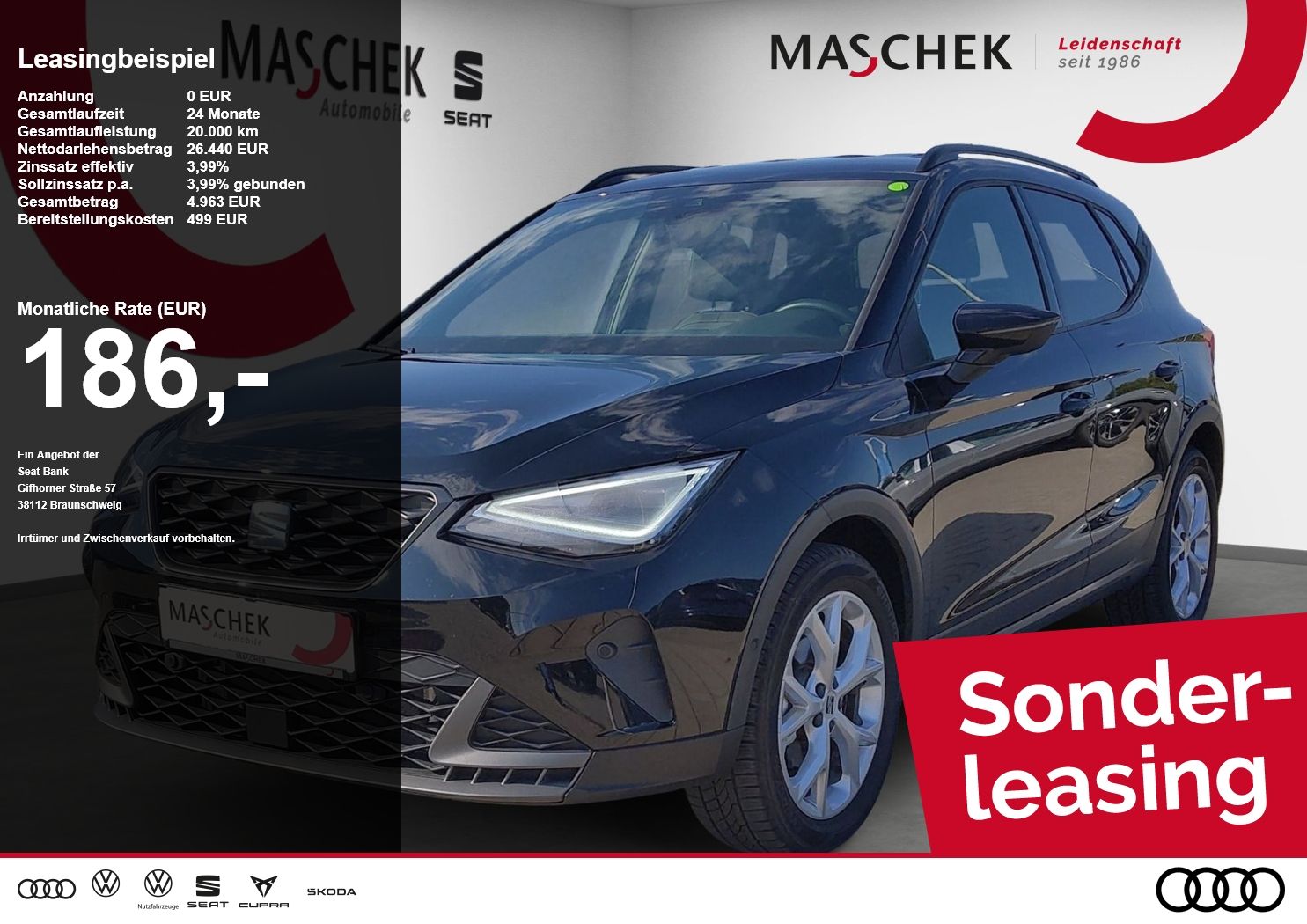 Seat Arona FR 1.5 TSI Sonderleasing LED Navi RearView