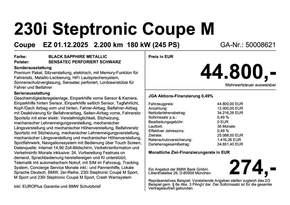 BMW 230i Steptronic Coupe M Sport Navi Bluetooth foto 3