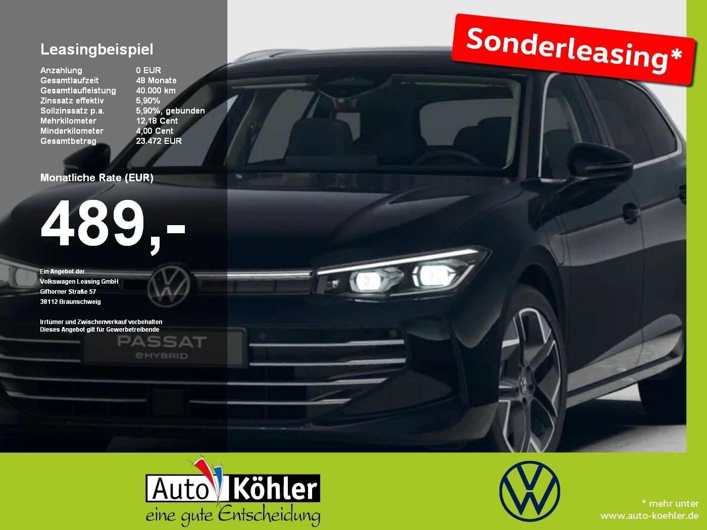 Volkswagen Passat Elegance eHybr. Gewerbe-Sonderleasing