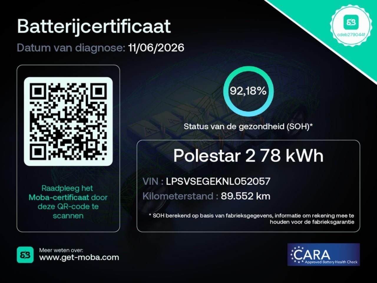 Polestar 2 Long Range Single motor 231PK 92.1% SoH [ TREK imagem 2