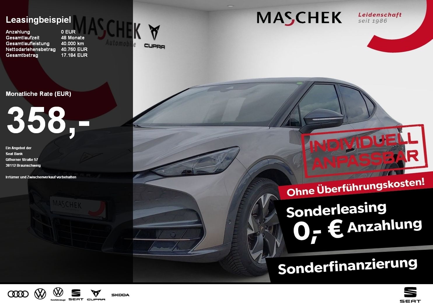 Cupra Tavascan Sonderleasing Wärmep ACC Navi Sitzh. Re