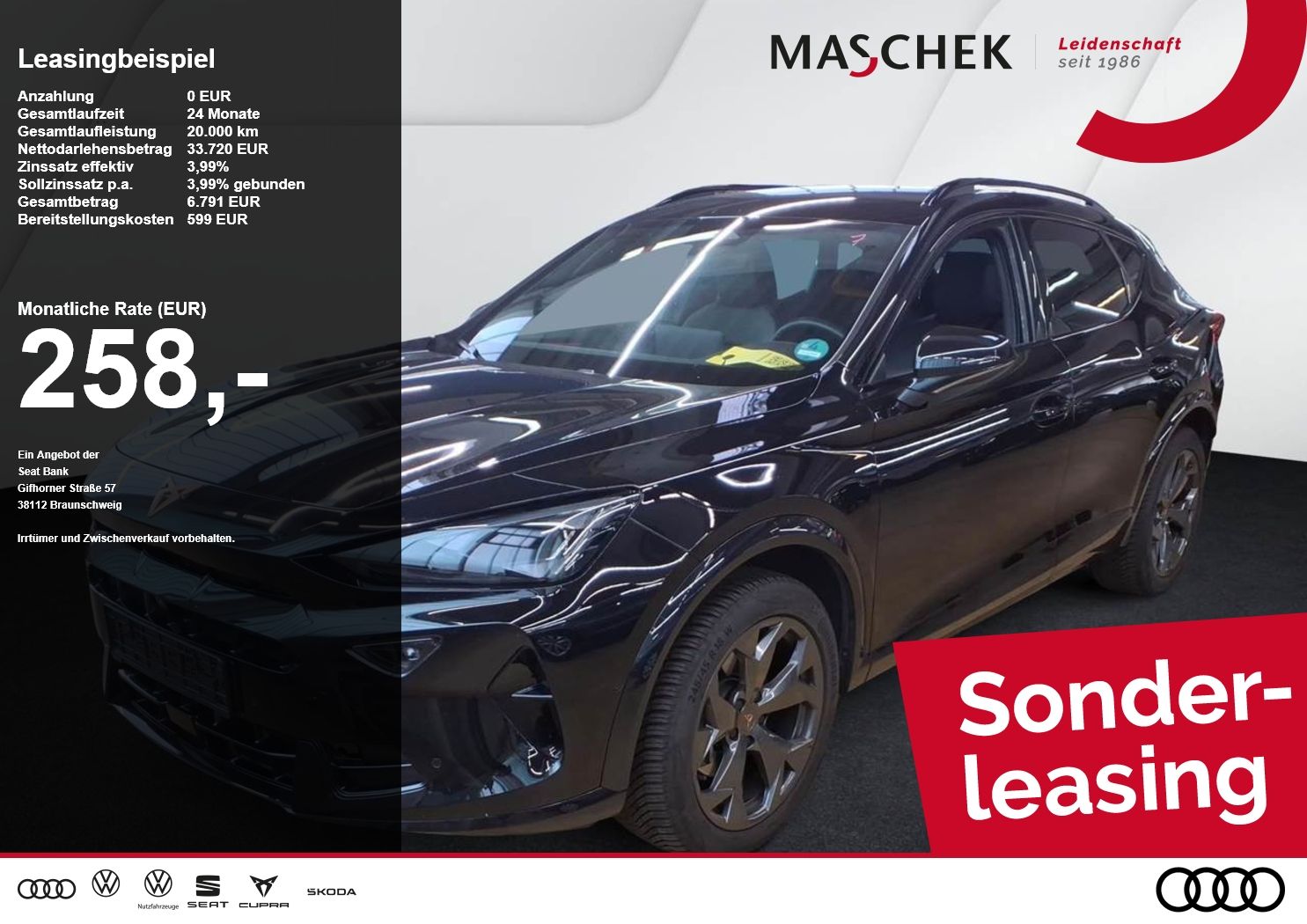 Cupra Formentor 2.0 TDI DSG Sonderleasing Matrix 360°V