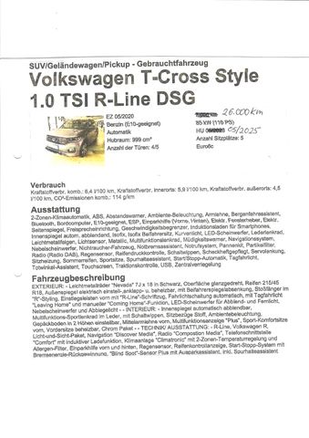 Volkswagen T-Cross 1.0 TSI OPF 85kW DSG Style 