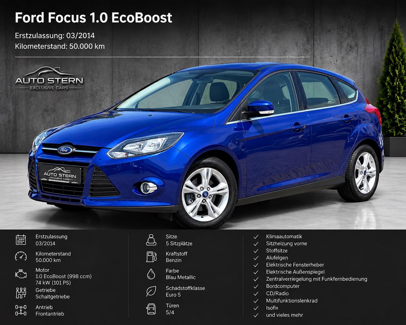 Ford Focus 1.0 EcoBoost KLIMA SHZ "1. HAND" 50.000km"