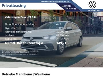 Volkswagen Leasingangebot: Volkswagen Polo Life 1.0 Klima LED DAB Digital-Cockpit ZV