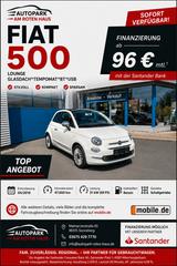 Fiat 500 Lounge Glasdach*Tempomat*BT*USB - Fiat 500: Glasdach