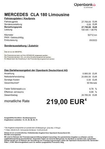 Fahrzeugabbildung Mercedes-Benz CLA 180 Lim >AUT/NAV/LED/Teilleder<