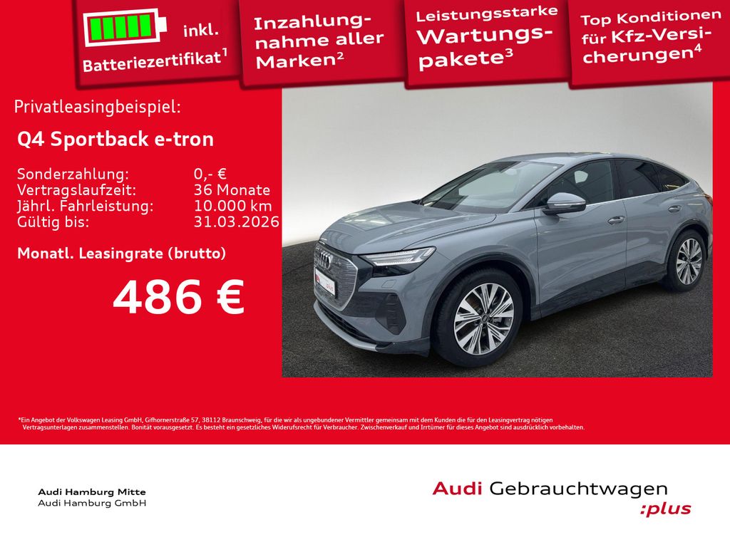 Q4 Sportback e-tron 45 210 kW S line Matrix Navi