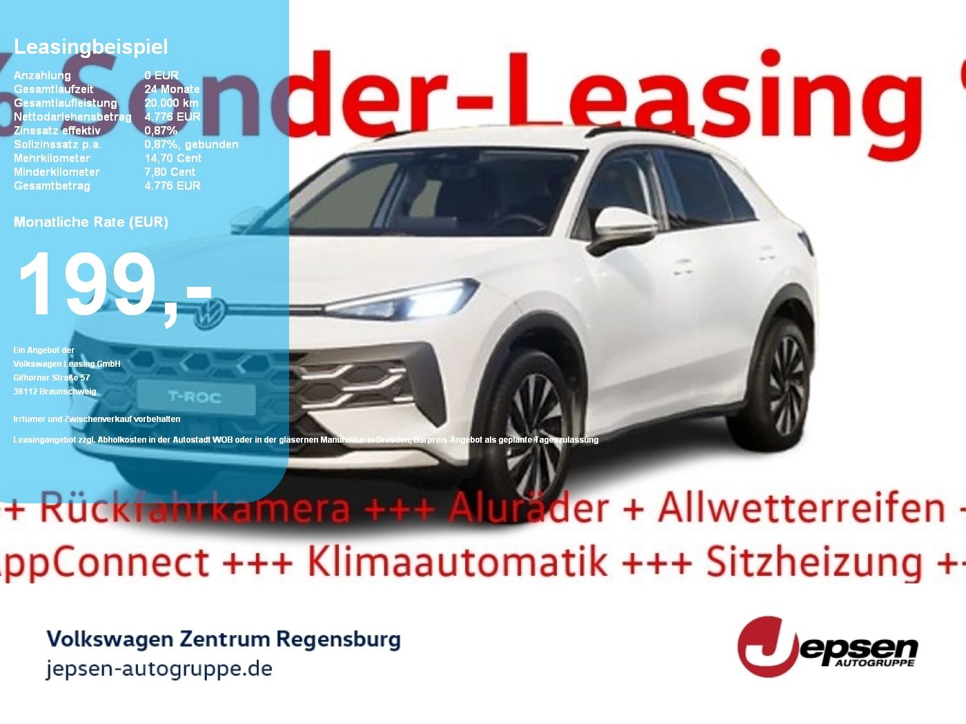 Volkswagen T-Roc 🔥 Energy eTSI DSG 199€ ACC 4Season