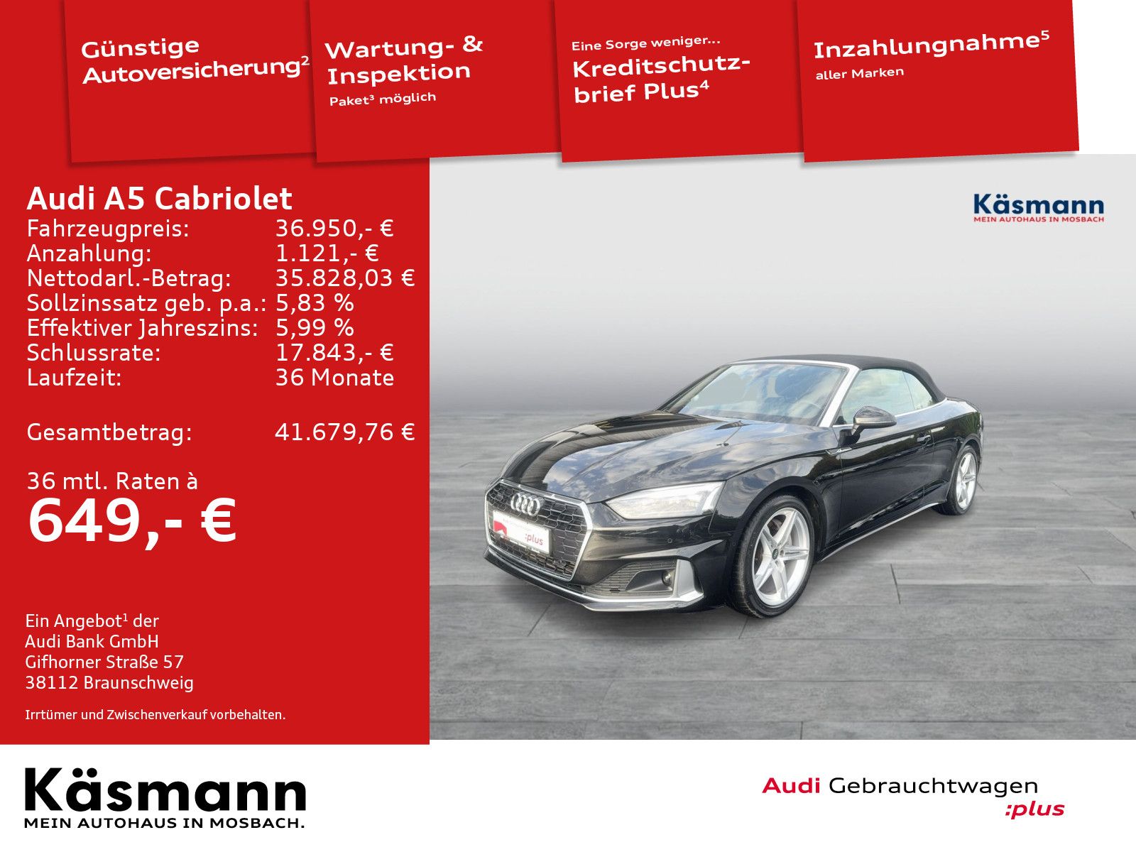 Audi A5 Cabriolet advanced 40TFSI qu KAM NAV SHZ LED foto 2