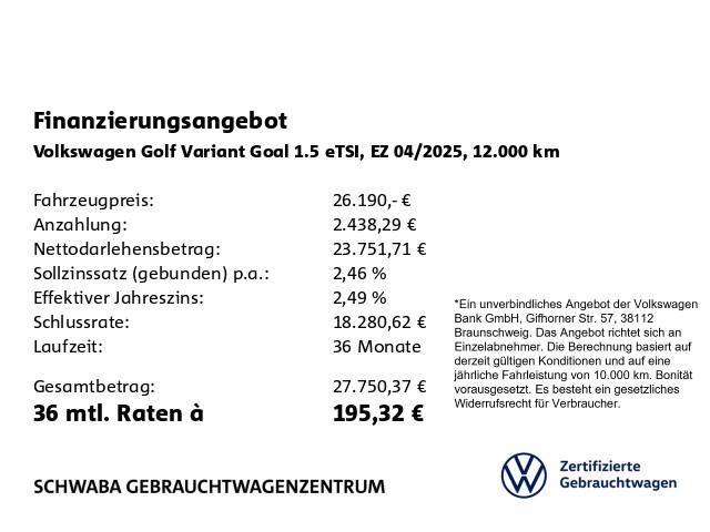 Volkswagen Golf Variant Goal 1.5 eTSI DSG AHK*ACC*SIDE*16", миниатюра 4