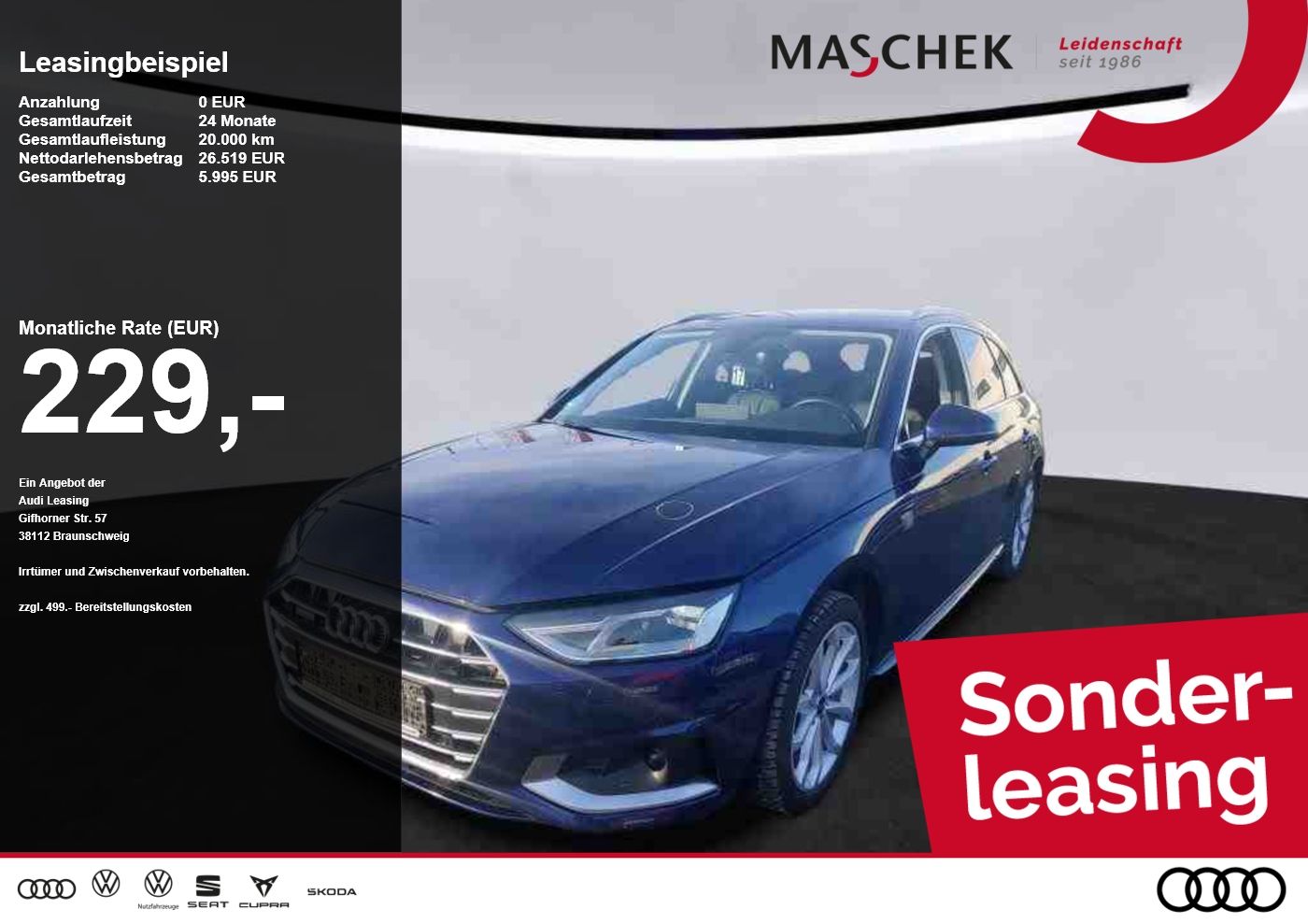 Audi A4 Avant *Sonderleasing* 40 TDI quat Navi ACC Re