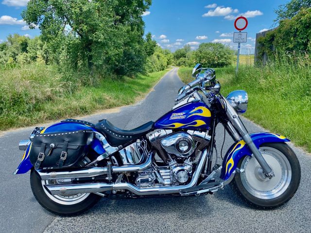 Harley-Davidson Softail Fat Boy mit viel Chrom, Penzl, Scheibe,.