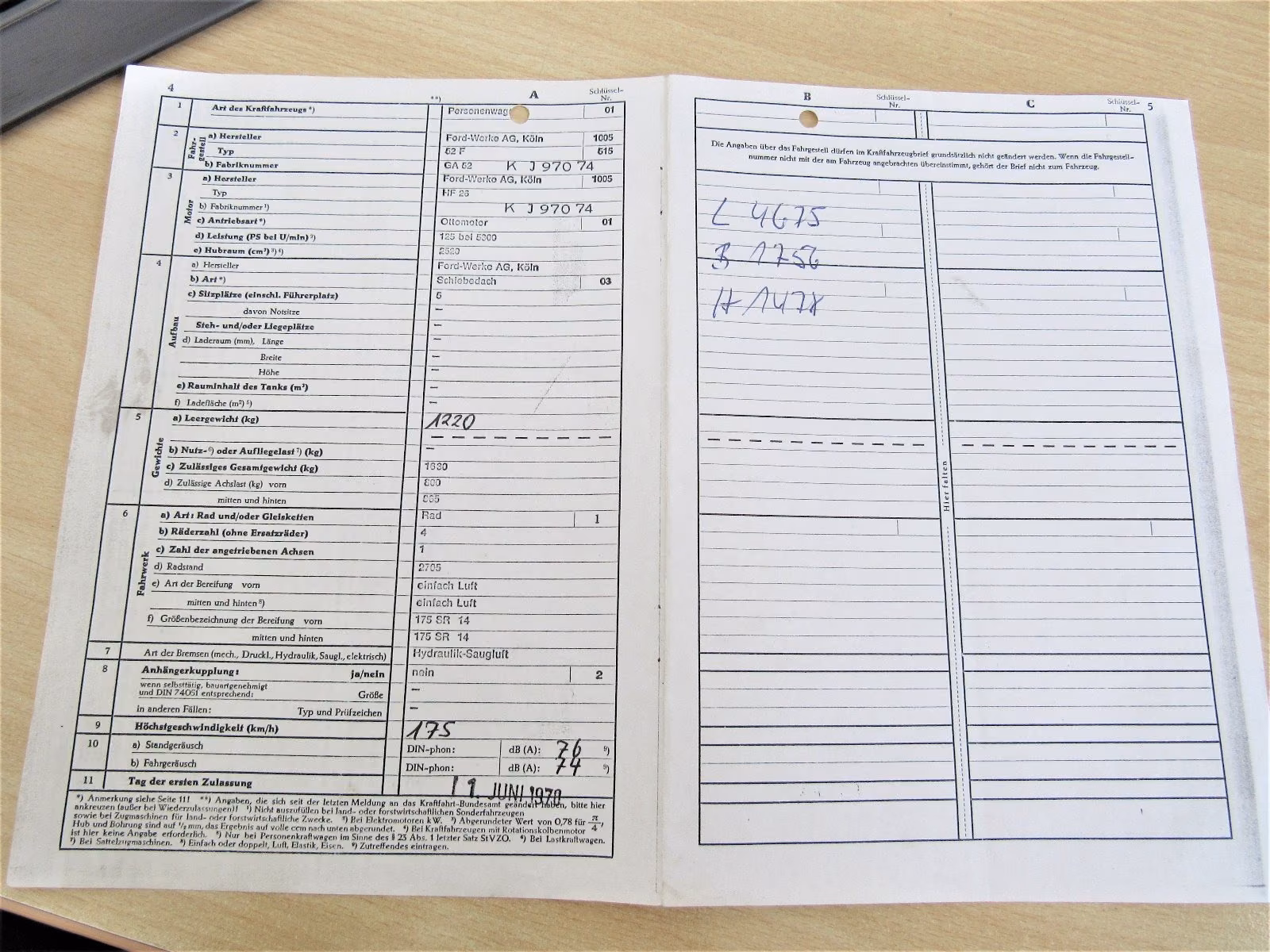 Ford 26M V6 P7 H-Kennzeichen Schalter Schiebedach