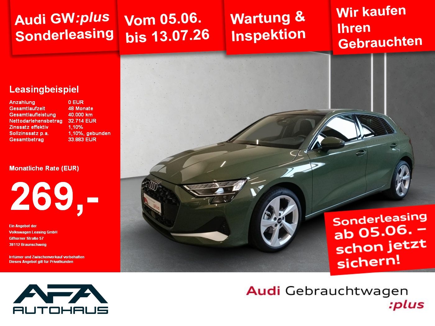 Audi A3 Sportback 30 TFSI Adva. S tr. Pano*RFK*ACC*AH