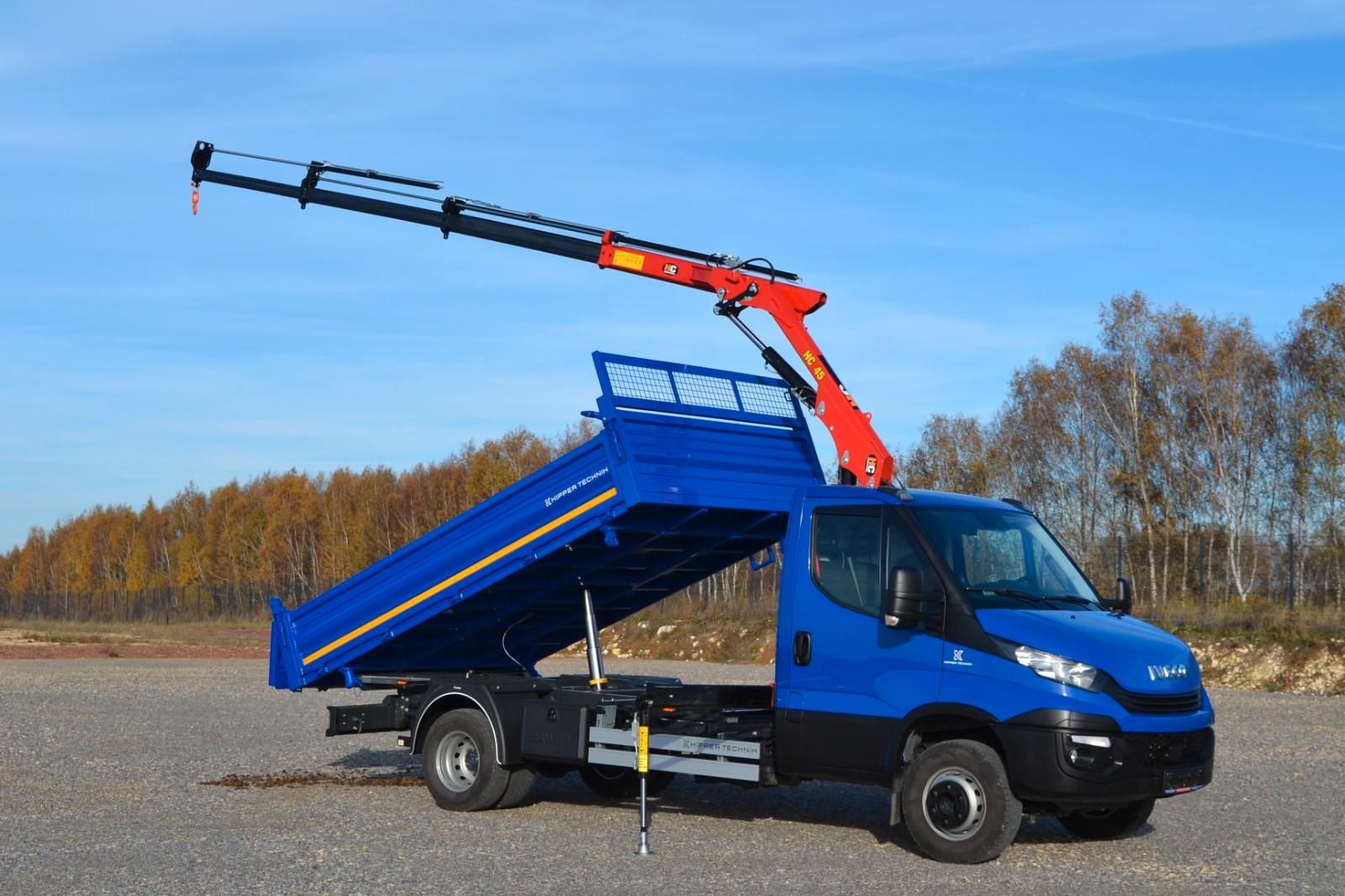 Iveco Daily 72C18 Neu Kipper und Kran HC 45A3 Tipper