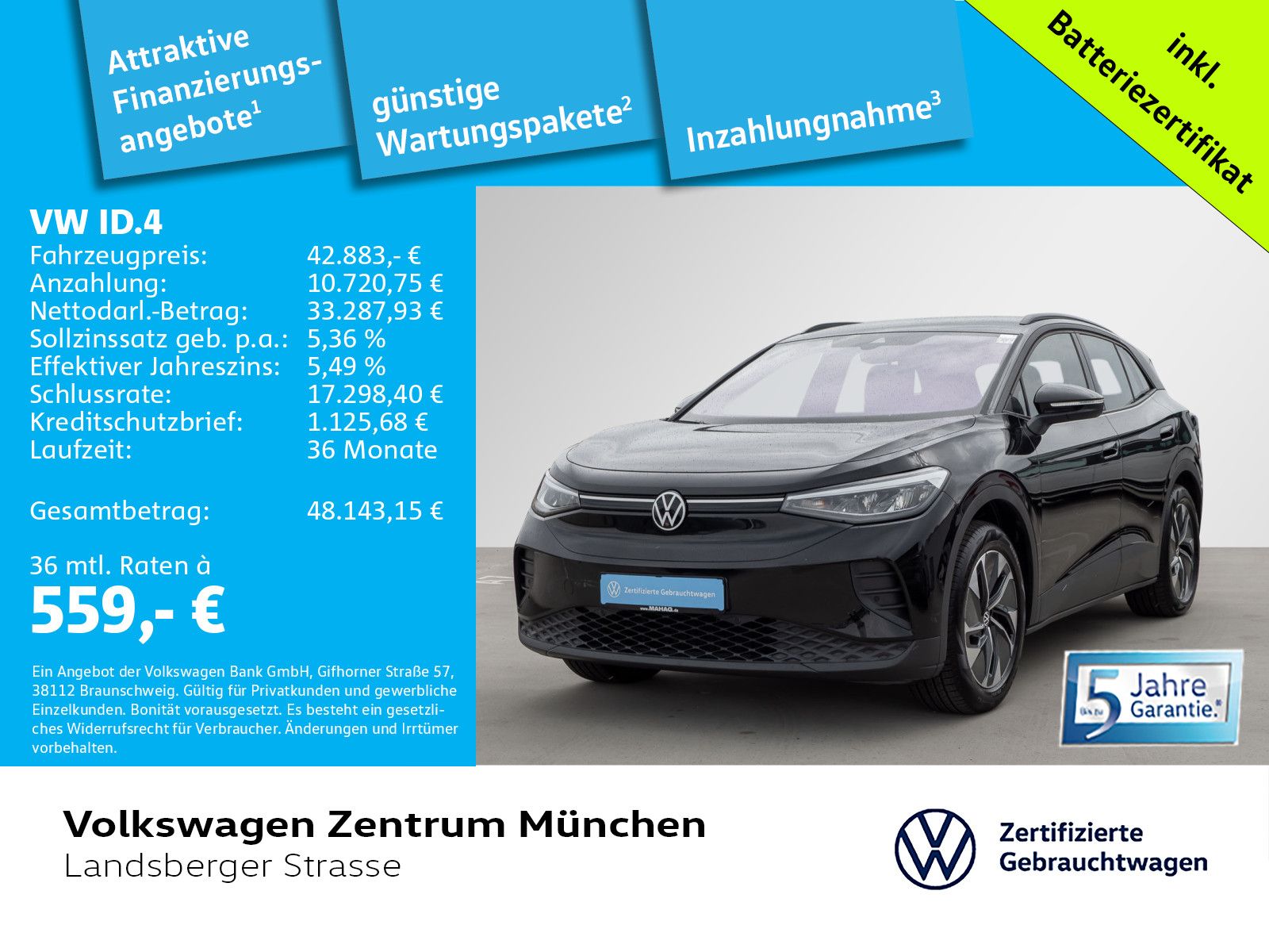 Volkswagen ID.4 Pro 210kW/82kWh Wärmepumpe AHK ACC CCS LED  imagem 2