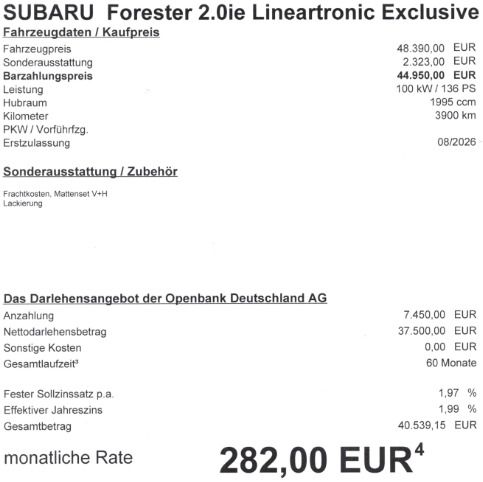 Subaru Forester Edit. Excl. Cross 1,99% Finanzierung imagem 2