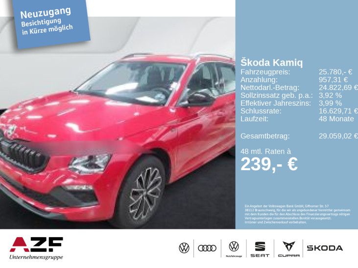 Skoda Kamiq 1.5 TSI DSG AHK+NAVI+LED+KAMERA+SITZHZG.