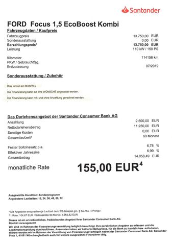 Fahrzeugabbildung Ford Focus Turnier 1,5 EcoBoost >NAV/Sitzheiz/PDC<