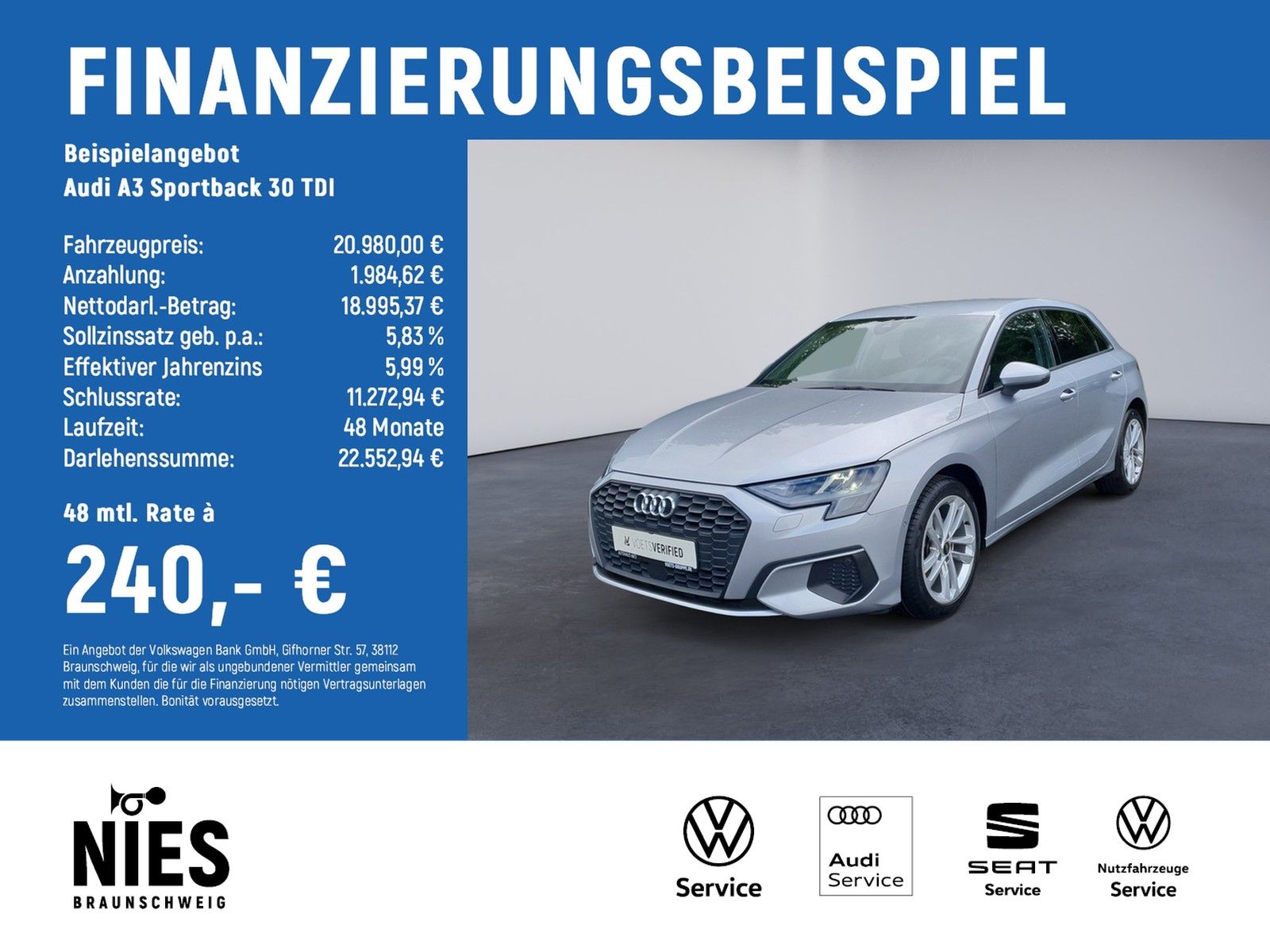 Audi A3 Sportback 30 TDI NAVI+SHZ