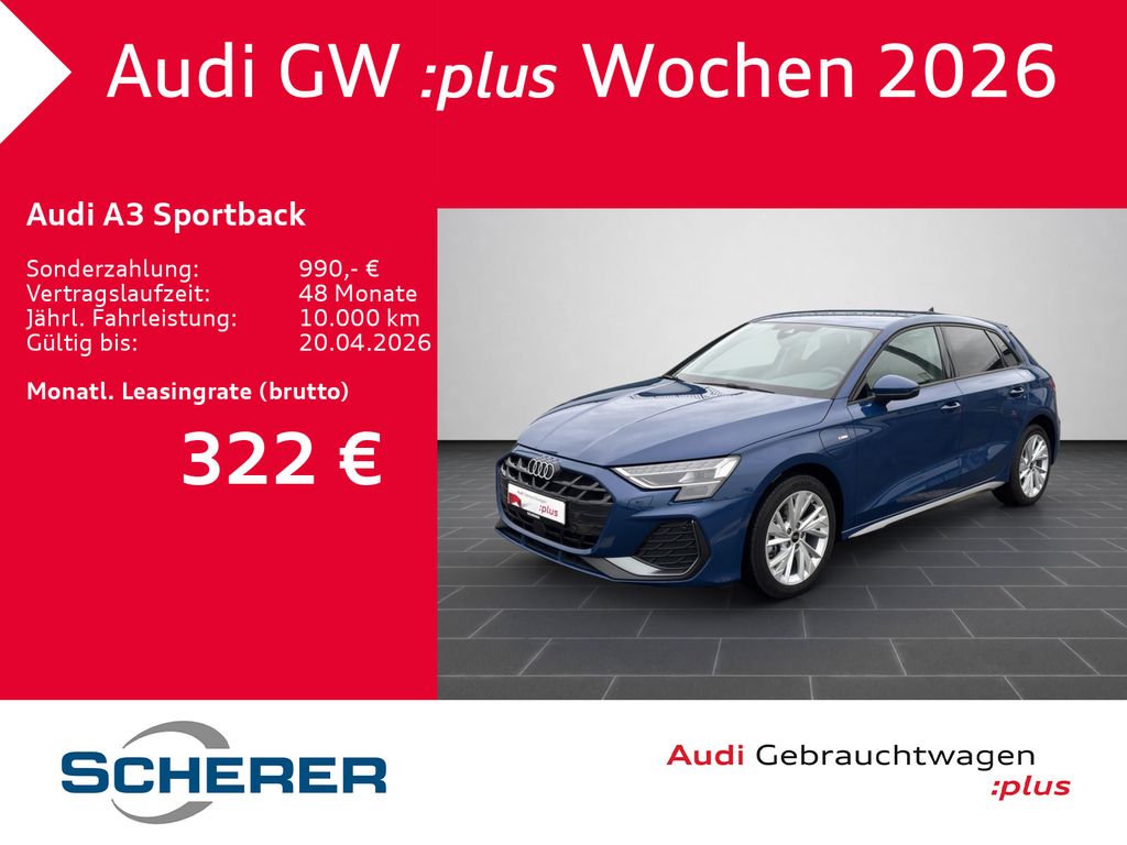 Audi A3 Sportback 40 TFSIe S line MATRIX AHK SONOS MM