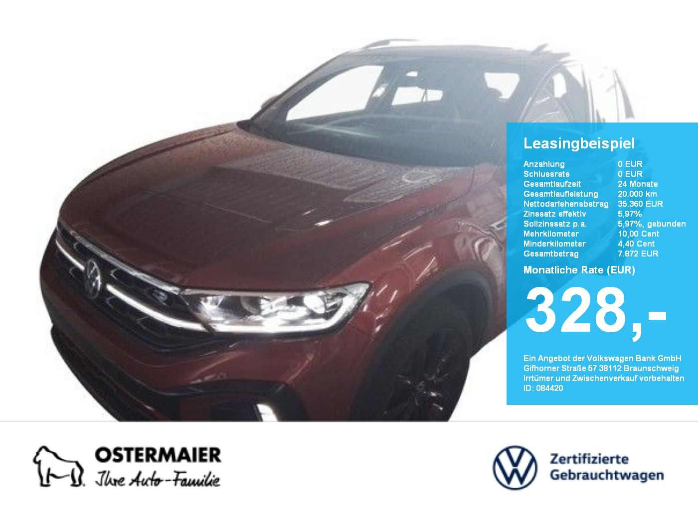 Volkswagen T-Roc R-LINE BLACK 2.0TSI 190PS 4M NP.59T.AHK.ST