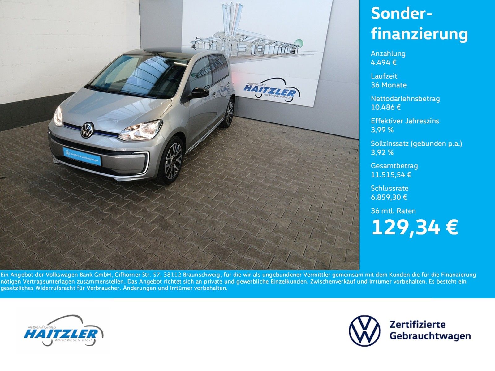 Fahrzeugabbildung Volkswagen up! e-up! Style +Kamera +Tempomat