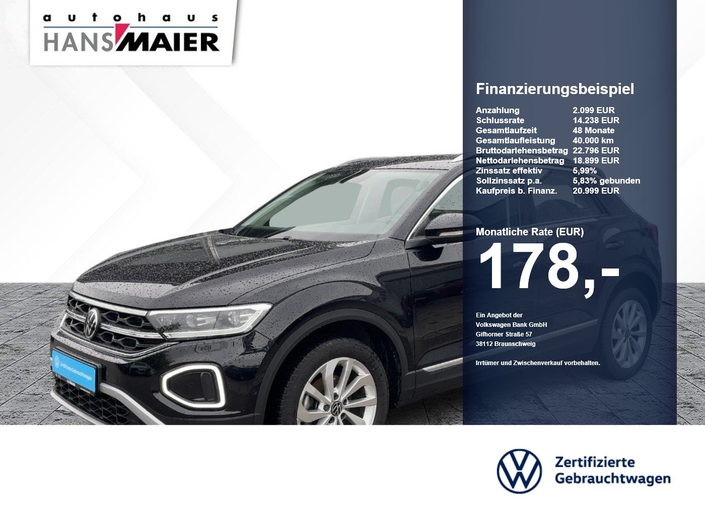 Volkswagen T-Roc Style TDI 6-Gang AHK RearView Navi GJR foto 1