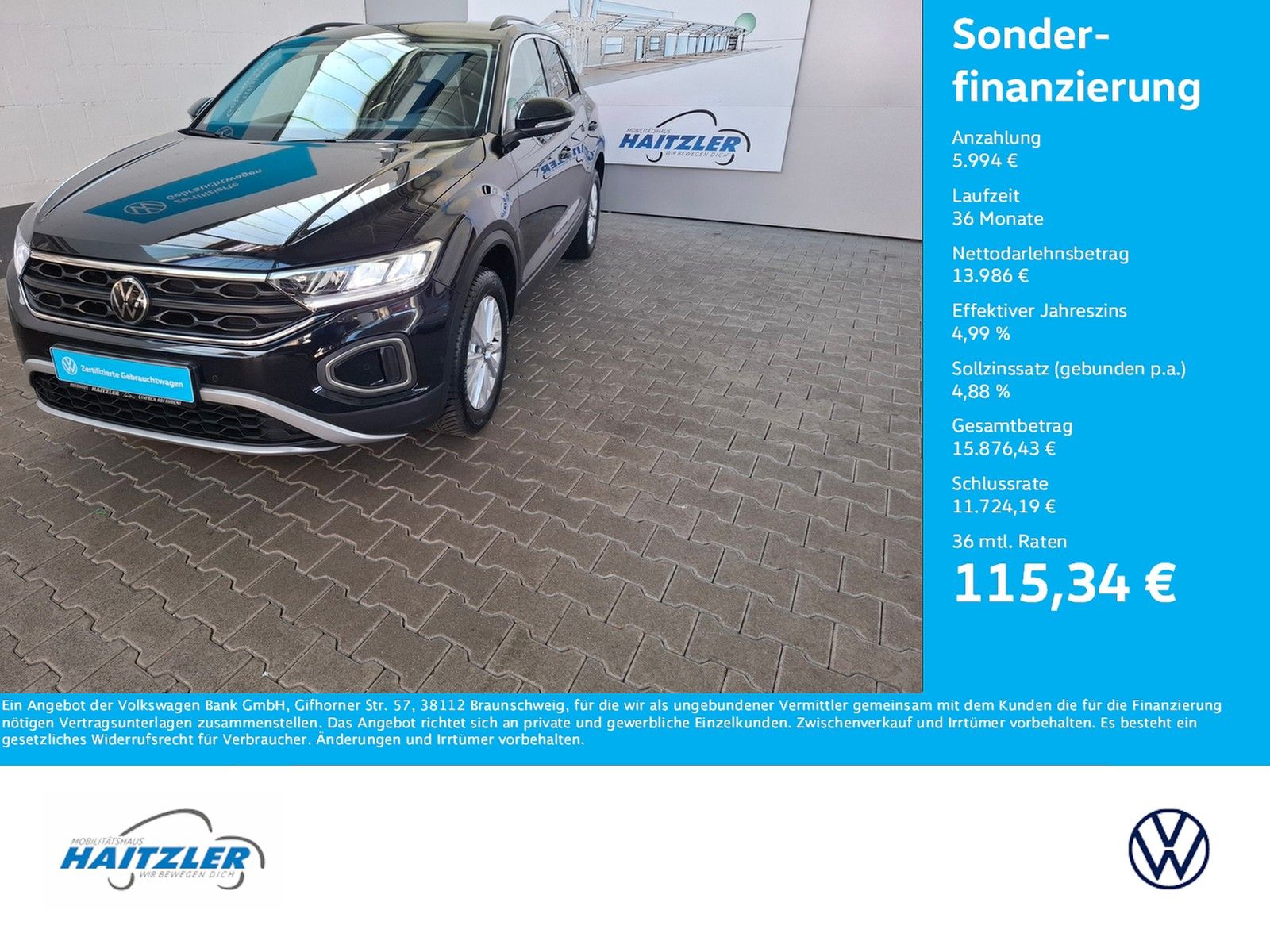 Fahrzeugabbildung Volkswagen T-Roc Life 1.0 TSI +Navi+Abg.Heckscheiben+Sitzh.