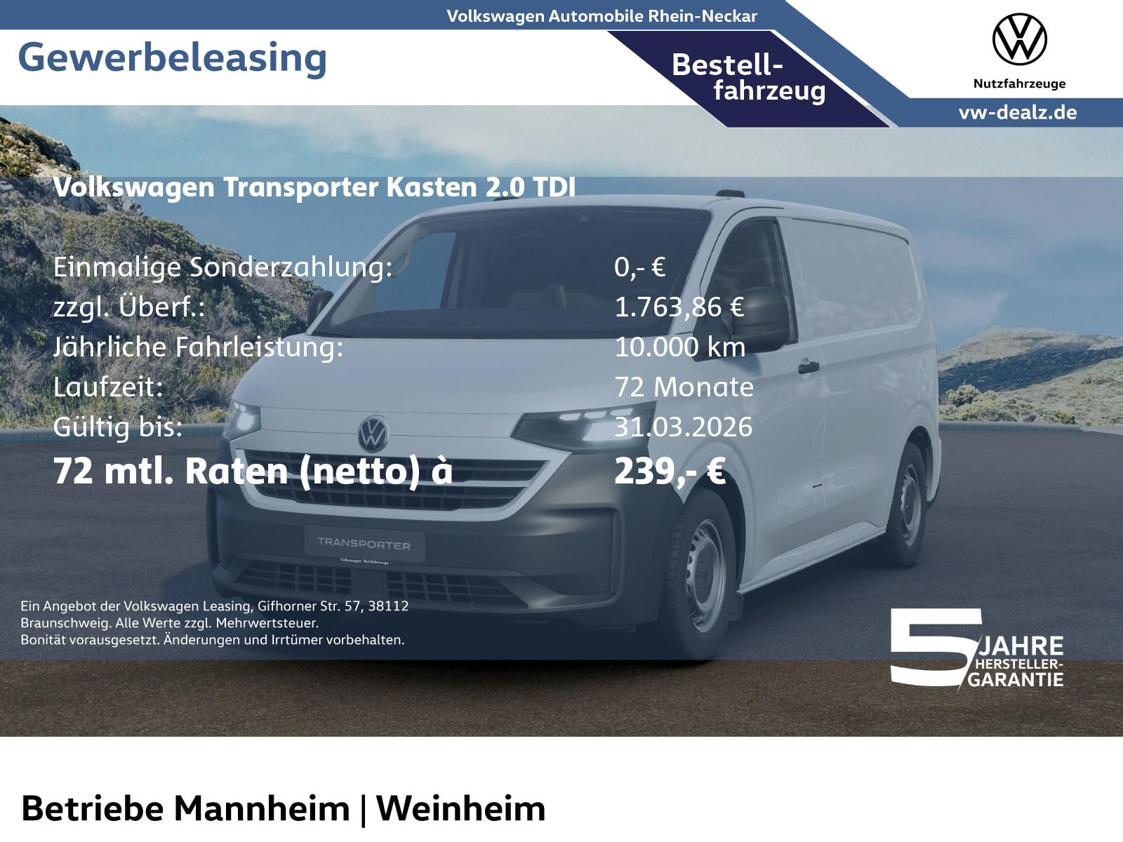 Volkswagen Transporter Kasten 2.0 TDI LED DAB Digi-Cockpit