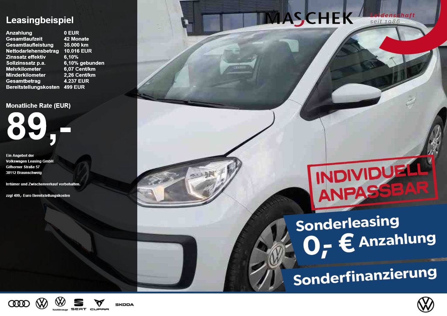 Volkswagen up! 1.0 Sonderleasing! RearView GRA PDC Kam. PDC